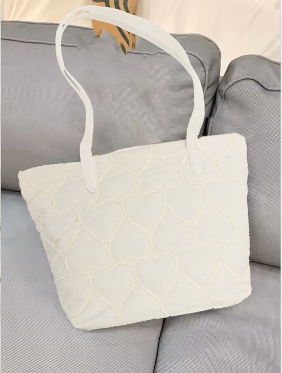 Heart Stitched Fashion Tote Bag 